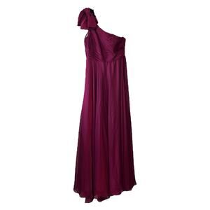 Mac Duggal  Purple Pleated One Shoulder Chiffon Gown Raspberry Size 8 NWT